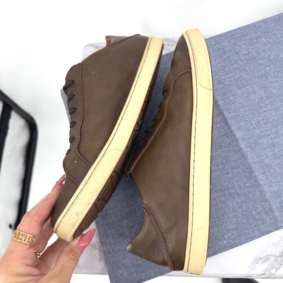 OluKai Kahu Pahaha Leather Brown Lace Up Casual‎ Sneakers Men US 11 Boat Shoes - Picture 6 of 7